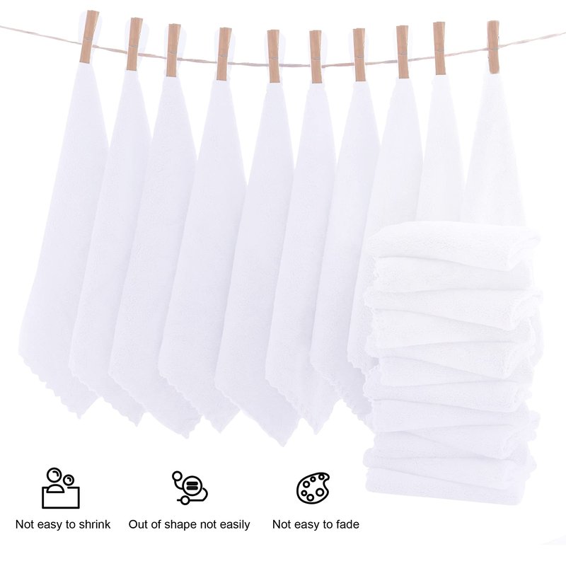MOONQUEEN Ultra Soft Premium Washcloths Set - 12 x 12 inches - 24 Pack - Quick Drying - Highly Absorbent Coral Velvet Bathroom Wash Clothes - Use as Bath, Spa, Facial, Fingertip Towel (White)