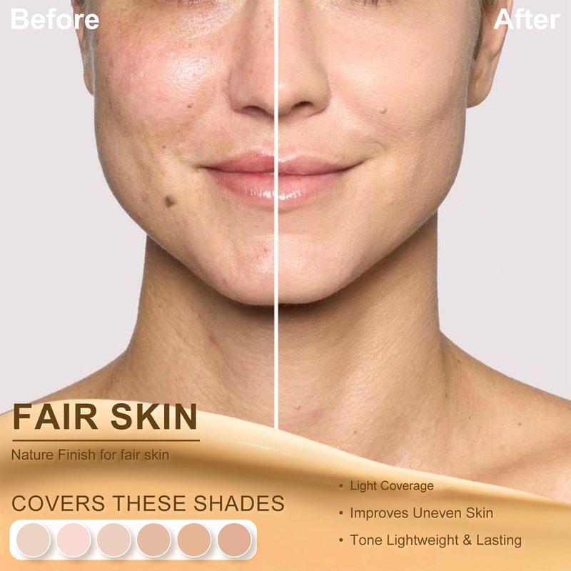 Color Changing Foundation Liquid Base - Travel Size 2 Pack | Lightweight, Improves Uneven Skin Tone, Natural Finish 0.42 oz