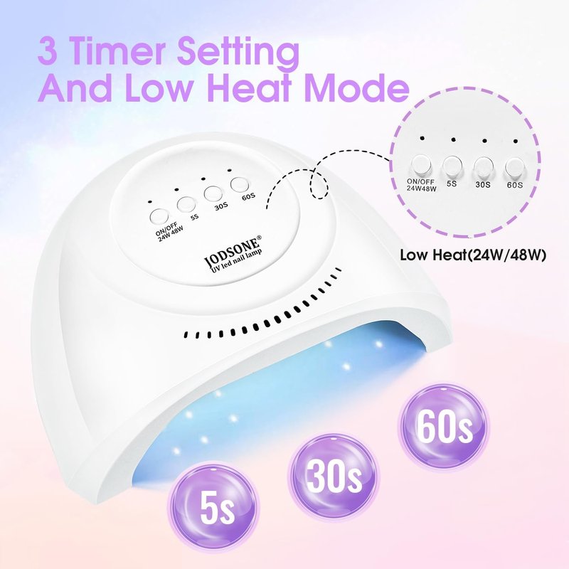 JODSONE UV LED Nail Lamp - 30 Light Beads Nail Dryer with Automatic Sensor & 3 Timers for Gel Polish