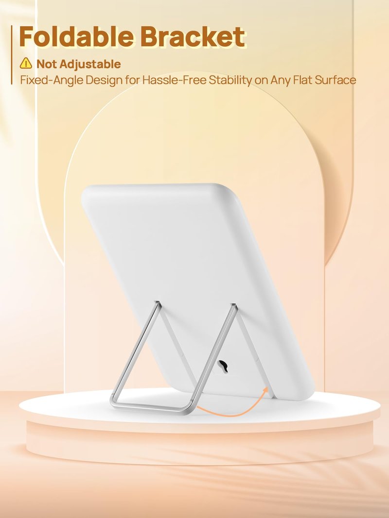 OMIRO Desk Makeup Mirror, 8 x 5 inches Table Mirror with Foldable Stand and Hanging Hole for Shaving and Travelling, White