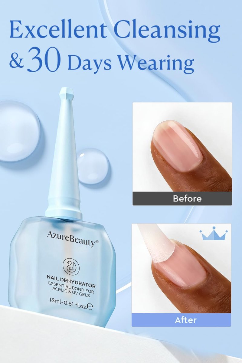 AzureBeauty 18ml Acid-Free Nail Dehydrator | Professional Gel & Acrylic Nail Prep for Strong Adhesion