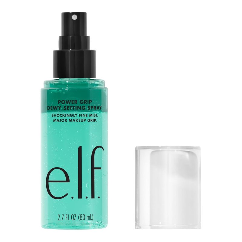e.l.f. Power Grip Dewy Setting Spray - Ultra-Fine Mist with Hyaluronic Acid for Hydrated, Dewy Finish | Vegan & Cruelty-Free