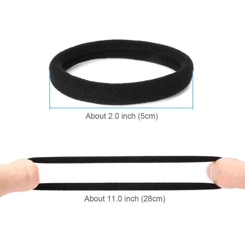Qarwayoc Black Hair Ties - 50PCS Cotton Seamless Ponytail Holders | No Damage for Thick Hair, 2 Inch Diameter