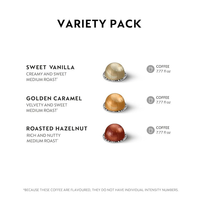 Nespresso Vertuo Barista Flavored Coffee Capsules - Medium Roast, 30 Count Pods for 7.8oz Brews