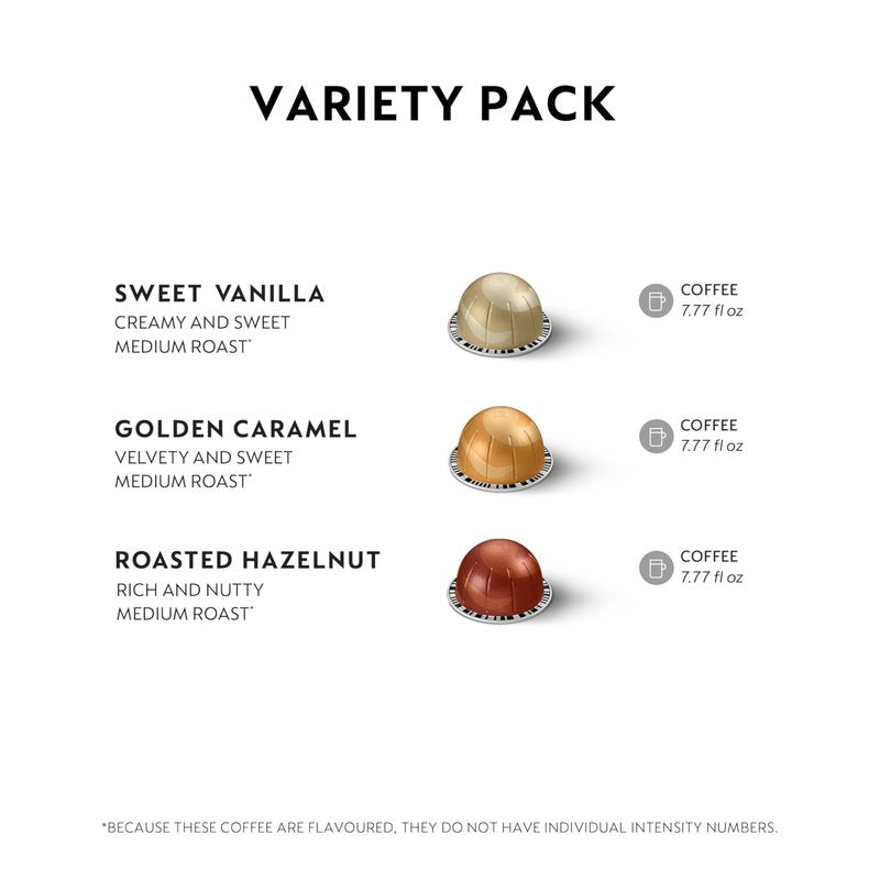 Nespresso Capsules Vertuo, Barista Flavored Pack, Medium Roast Coffee, 30 Count Coffee Pods, Brews 7.8oz.