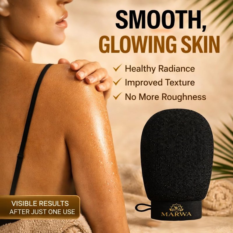 Moroccan Kessa Exfoliating Glove Rough – Deep Hammam Body Scrub Mitt by Dar Marwa – Dead Skin & Callus Remover – Heavy Duty – Made in Morocco