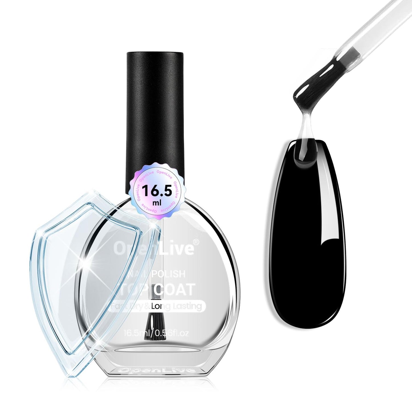 Top Coat Clear Nail Polish - Quick Dry High Gloss Shine | 16.5ml Long-Lasting & Scratch Resistant for Salon Quality DIY Nail Art
