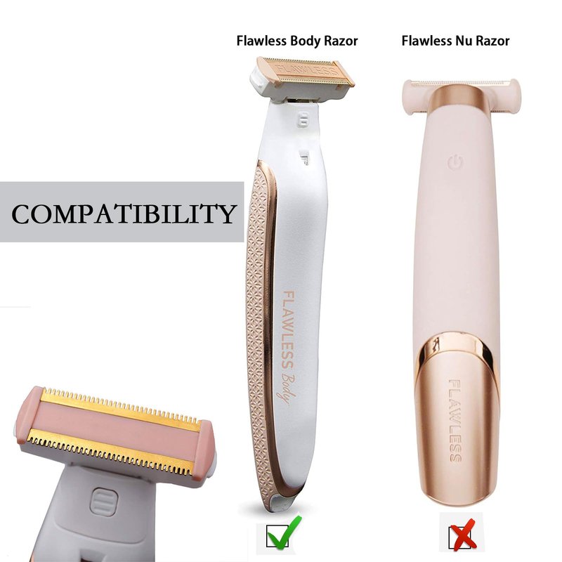 2PCS LinMei Razor Replacement Heads Compatible for Finishing Touch Flawless Body Rechargeable Ladies Shaver and Trimmer with 2 Cleaning Brush