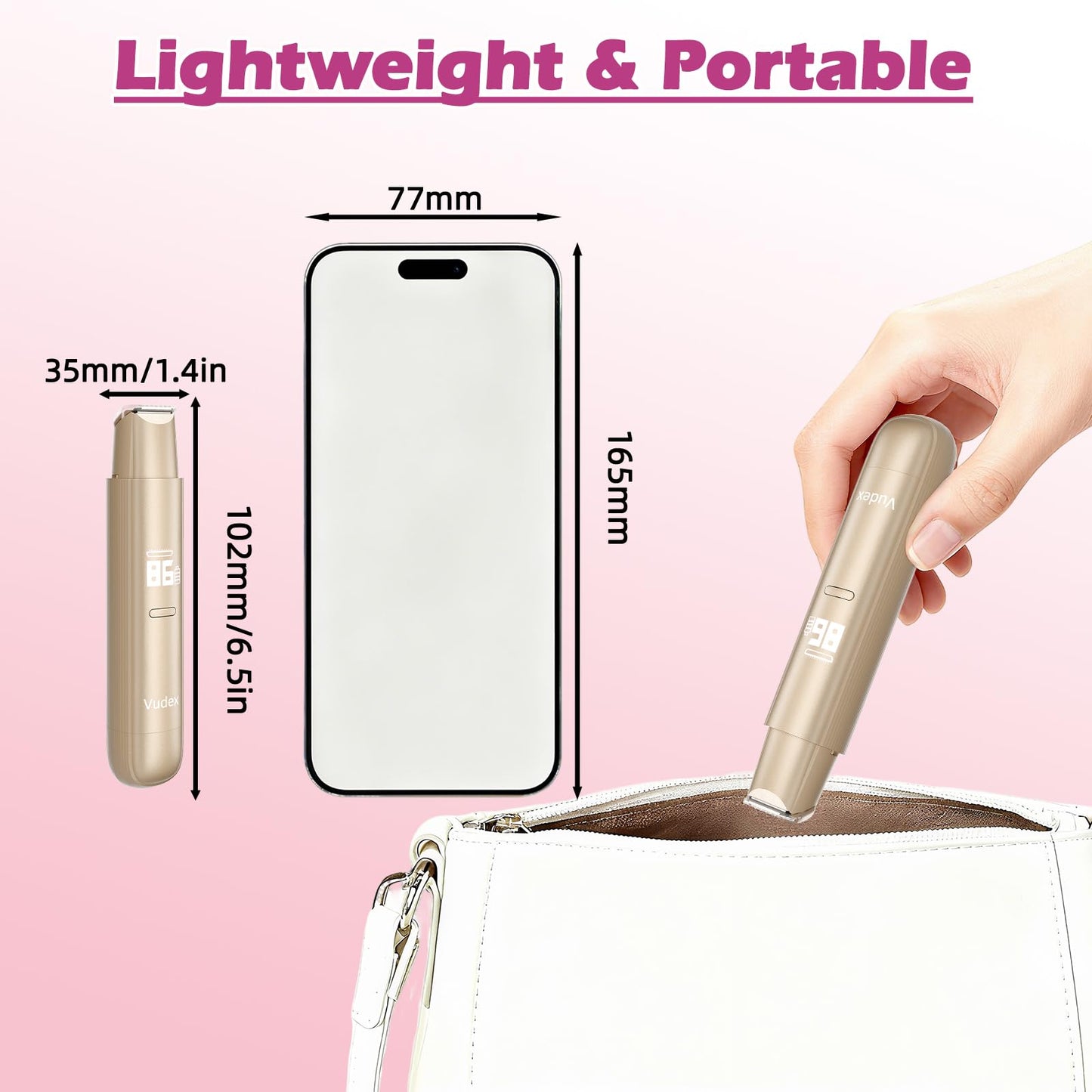 Bikini Trimmer for Women, Painless Electric Razor for Pubic Hair, Face, Legs, Underarms, IPX7 Waterproof Shaver with Ceramic Blades, USB Rechargeable, Portable for Travel, Gifts for Women (Gold)