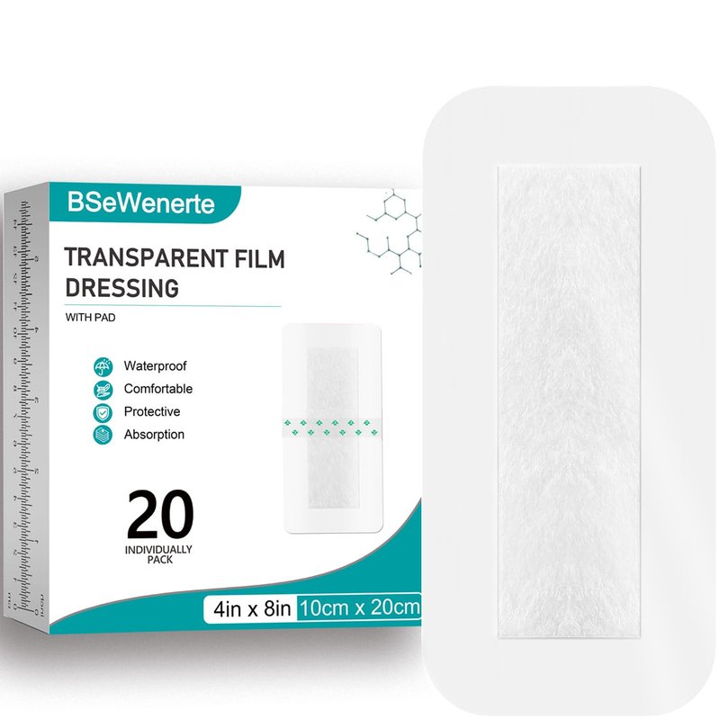 Transparent Film Dressing with Pad Waterproof Clear Bandages for Tattoo Aftercare Bandage,Scar Therapy,Wound Care 4x8 inch 20 Packs