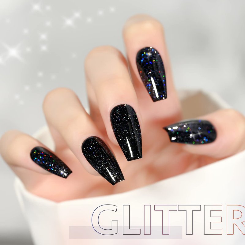GAOY Glitter Gel Nail Polish - 16ml Silver Iridescent Top Coat for Sparkly Nail Art | No Wipe Soak Off Finish