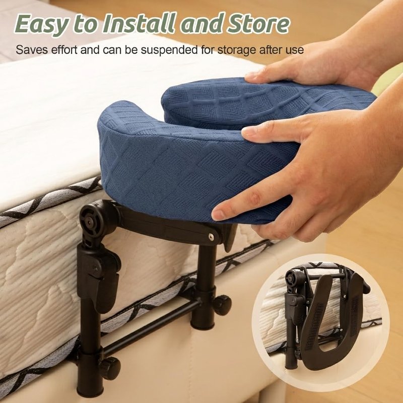 Skiennix Adjustable Massage Headrest - Portable Face Cradle for Home Use | Blue with Armrest & Breast Pillow