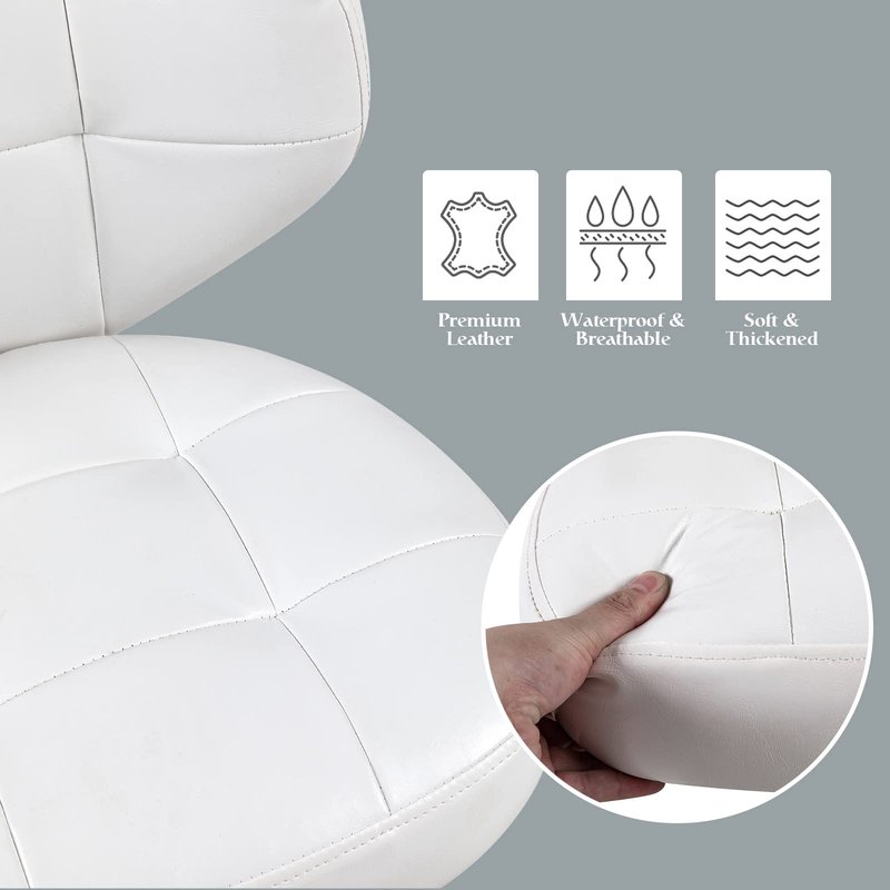 Paddie Pedicure Stool for Nail Tech, Hydraulic Salon Spa Stool Back Support Short Height Adjustable Swivel Chair, Massage/Tattoo/Esthetician/Shop/Medical, White