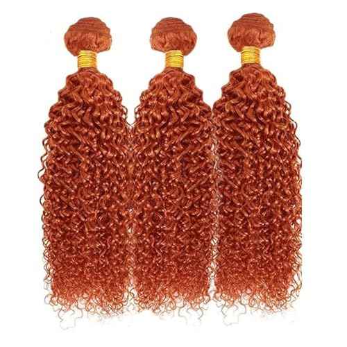 Color 350 Kinky Curly Bundles Orange Human Hair 3 Bundles Curly Wave Brazilian 100% Unprocessed Virgin Extensions Double Weft Bundle 26 28 30 Inch