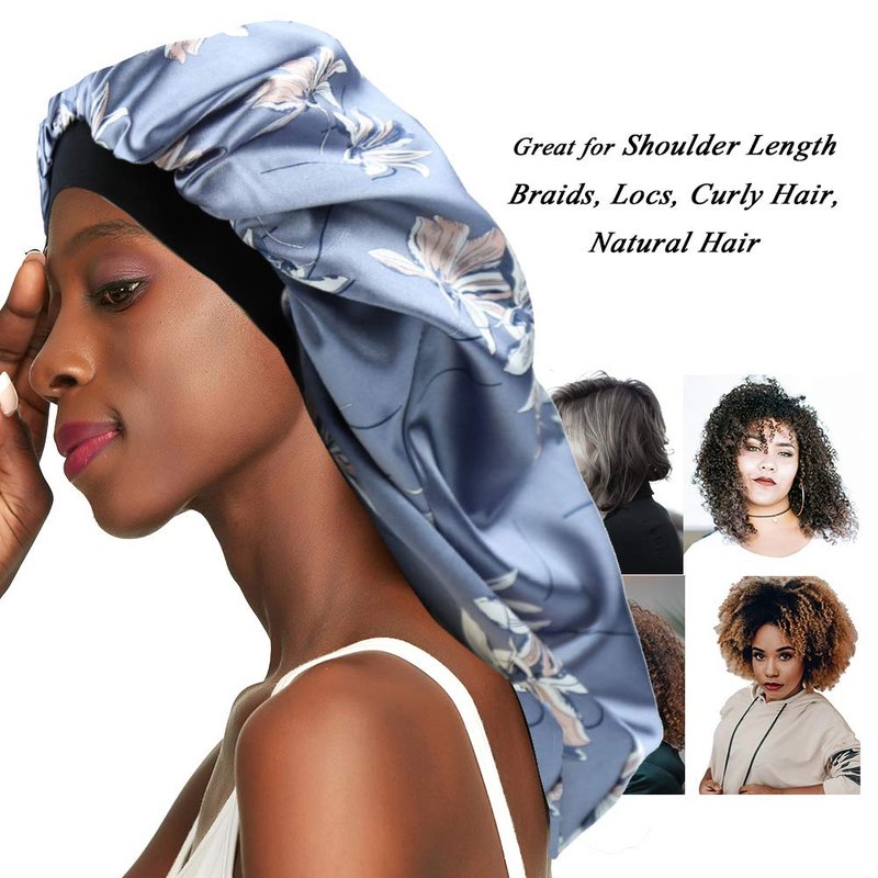 Awefeel Double-Layer Satin Sleep Cap for Long Hair, Braids, Dreadlocks, Curly Hair