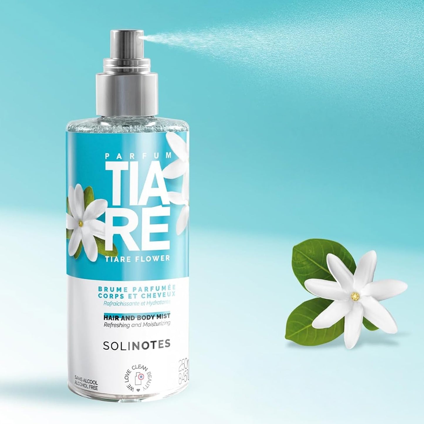 Tiaré Body Mist by SOLINOTES | Refreshing And Hydrating Womens Fragrances - Alcohol-Free | Body Spray for Women and Hair | 8.45 fl.oz