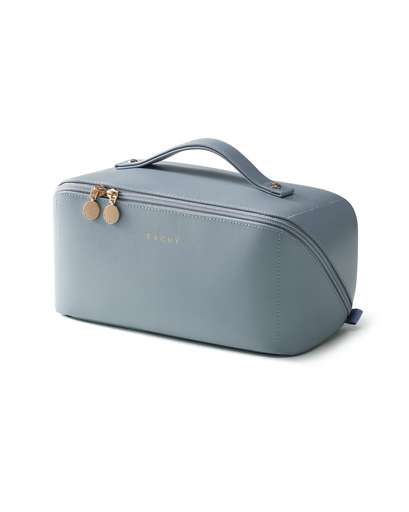 EACHY Travel Makeup Bag,Large Capacity Cosmetic Bags for Women,Portable Pouch Open Flat Toiletry Bag Make up Organizer with Divider and Handle