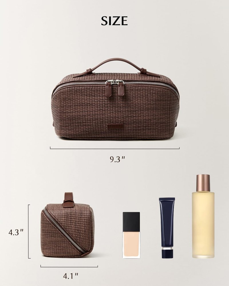 EACHY Makeup Bag, Large Capacity Provence Travel Toiletry Bag, Waterproof Cosmetic Bags for Women Large Capacity Makeup Pouch with Divider and Handle