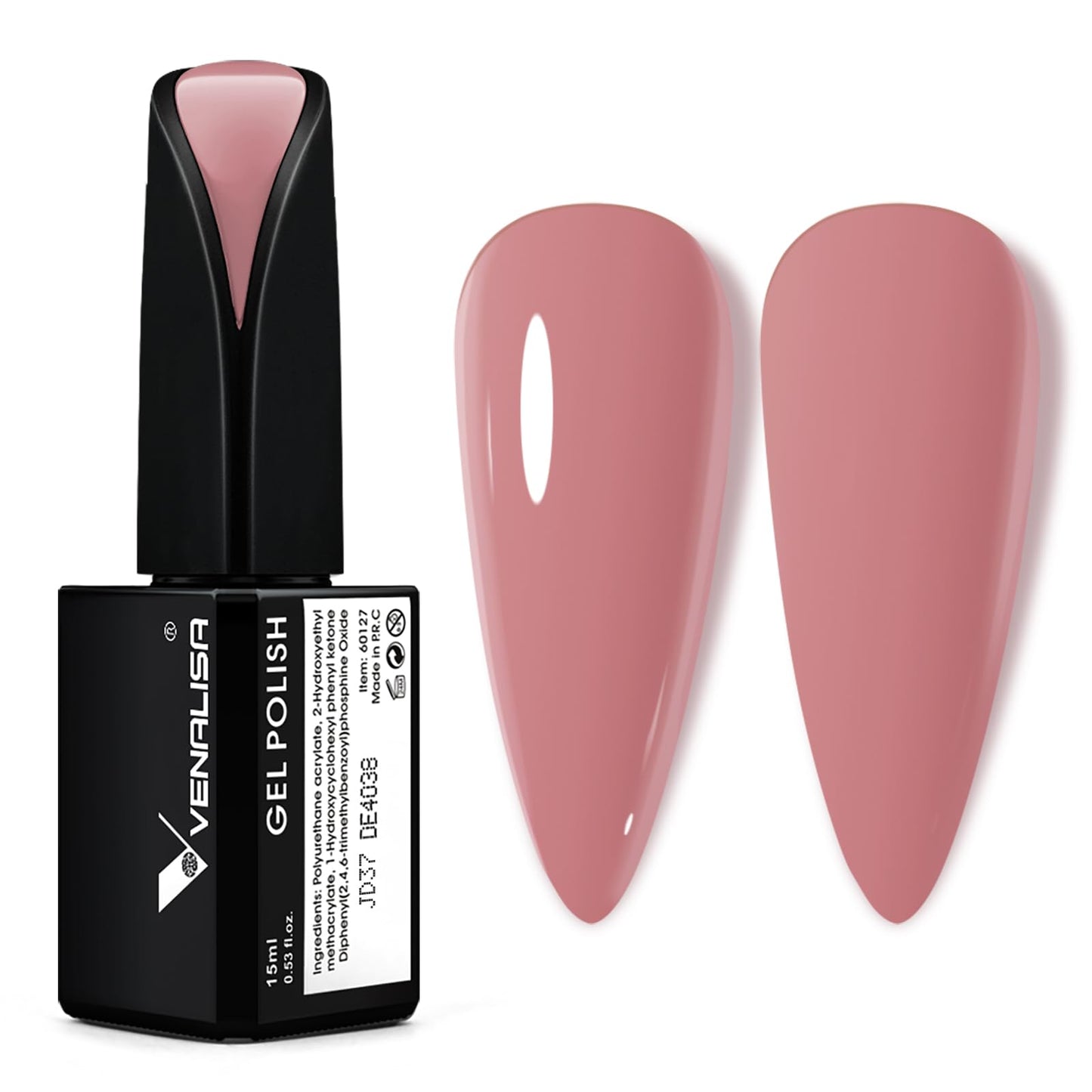 VENALISA 15ml Nude Pink Gel Nail Polish, Baby Pink Gel Polish Arbie Natural Color Spring Summer Soak Off UV LED Nail Gel Polish Nail Art Starter Manicure Salon DIY at Home, 0.53 OZ