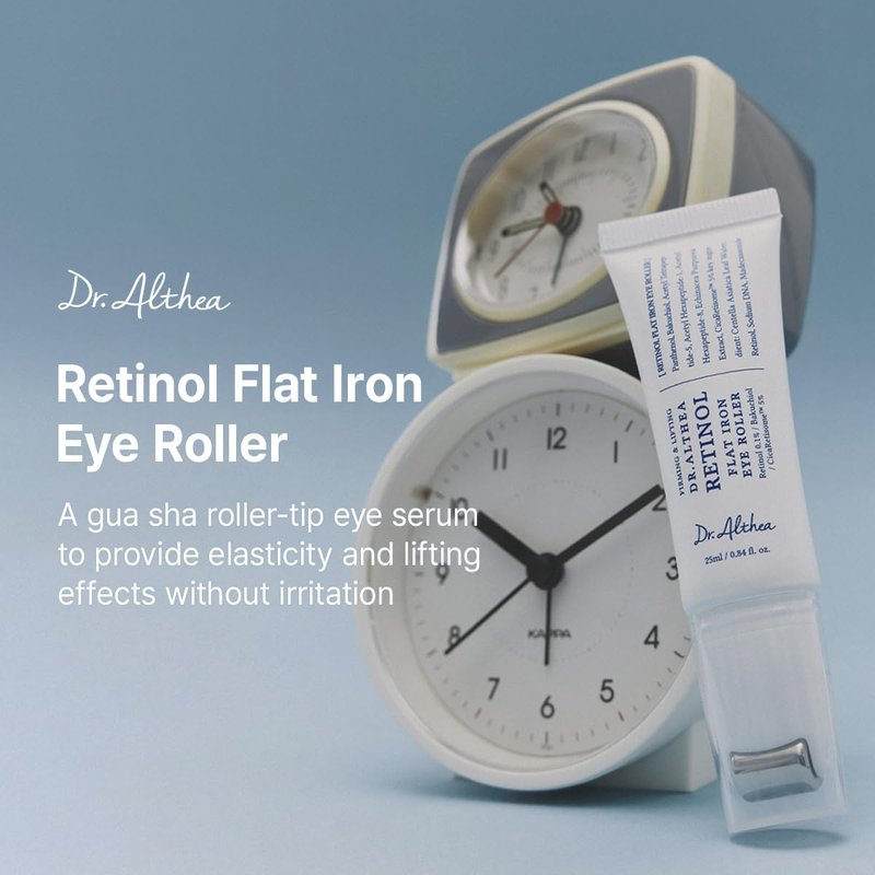 Dr.Althea Retinol Flat Iron Eye Roller | Face Lift Serum with Gua Sha Roller | Antiaging Care with Madecassoside & Centella & Hyaluronic Acid | Vegan Korean Skincare, 0.84 fl oz