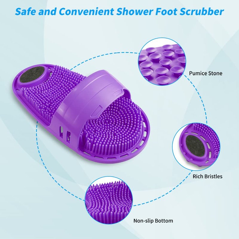Kibhous Silicone Shower Foot Scrubber Personal Foot Massage and Cleaning with Soft Silicone Bristles and Non-Slip Suction Cups, Foot Scrubbers for Use in Shower Men and Women (1PCS Violet)