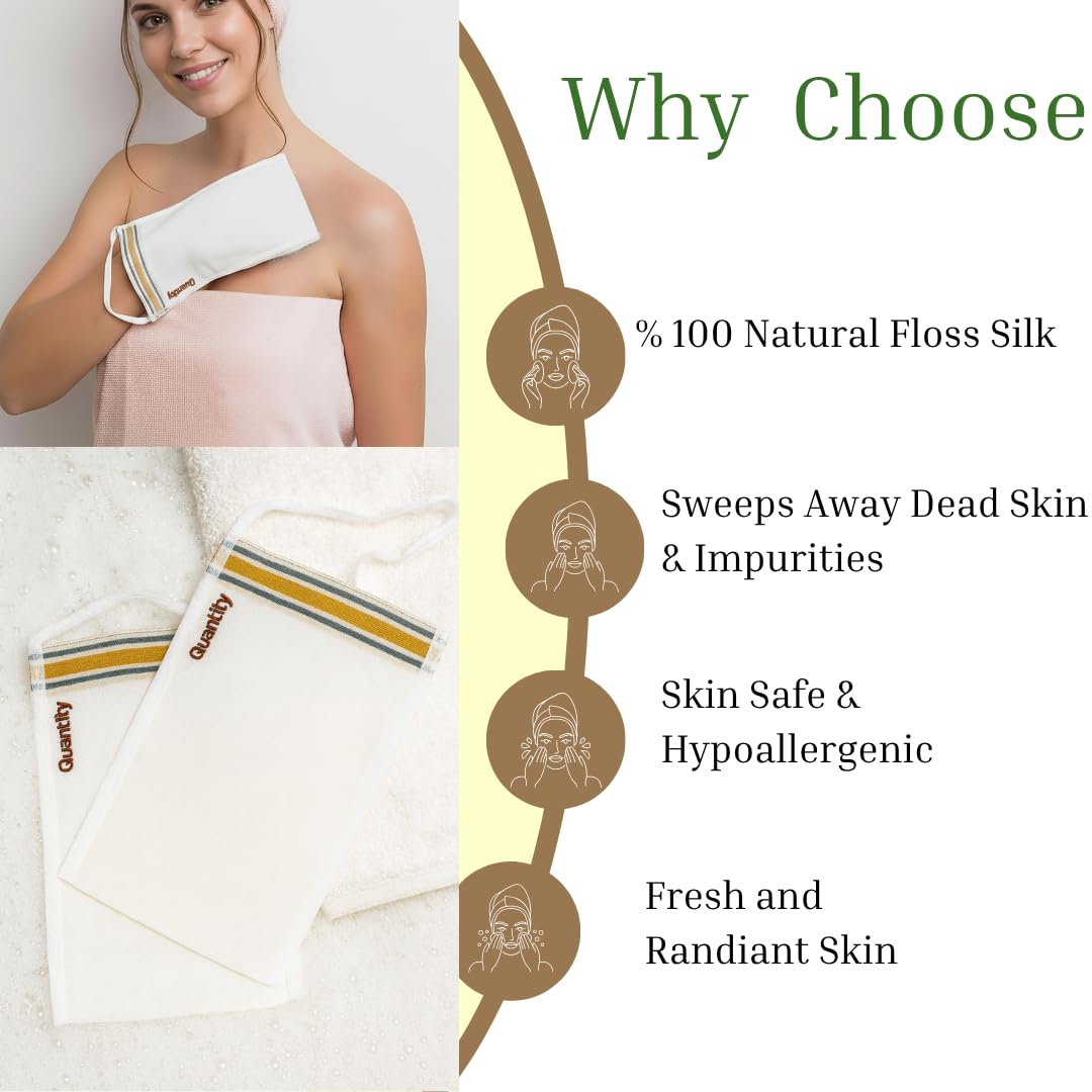 Turkish Hammam Exfoliating Glove Set – 4 PCS Natural Silk Kese Mitt for Deep Body Scrub, Dead Skin & Tan Remover, Spa Quality Bath Exfoliation for Men & Women