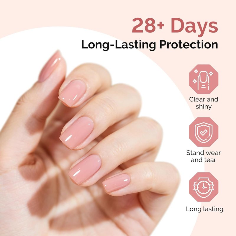 No Wipe Glossy Top Coat - Long Lasting Shine Finish | 2 Pcs 15ml Clear Nail Polish for Manicure Art