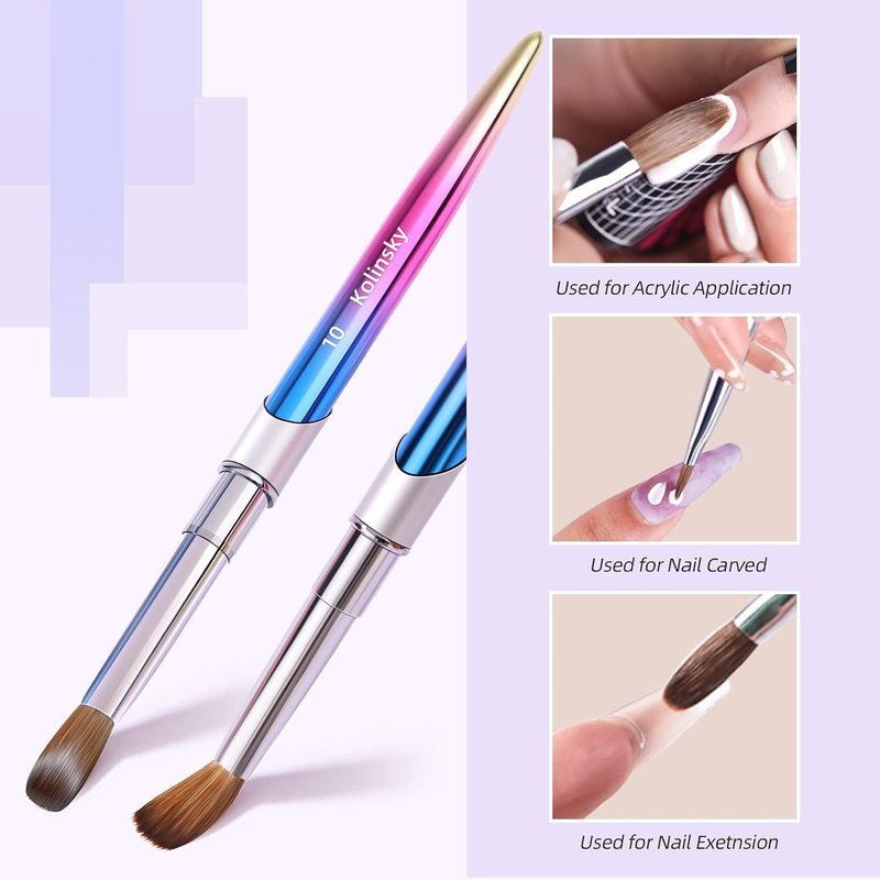 Kolinsky | 100% Pure Acrylic Nail Brush - Handmade Round Size 12 for Professional Nail Art & DIY Manicure