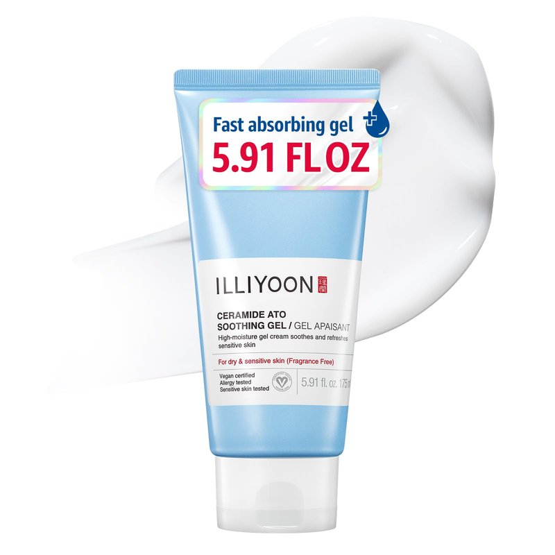 Illiyoon Ceramide Ato Soothing Gel - Vegan Facial Moisturizer for All Skin types, 5.9 Fl Oz (175ml)