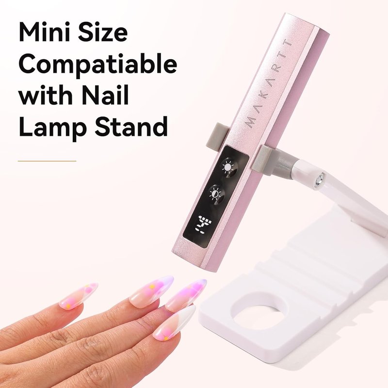 Makartt UV Nail Lamp, Handheld Flash Cure Lamp with Painless Mode Rechargeable Portable Nail Light 800mAh with LCD Display & 3 Timers for Home & Salon(Rose Gold)