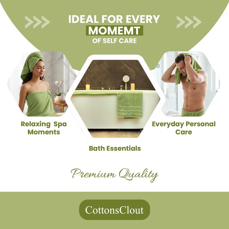 Bath Towels 27x54 – Pack of 4 | Soft & Quick-Dry | Highly Absorbent 100% Ring Spun Cotton Towels for Bathroom, Spa, Home & Hotel Use (Green)