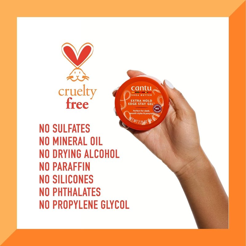 Cantu Extra Hold Edge Stay Gel - Shea Butter Formula for Strong Hold | 2.25 oz (Pack of 2)