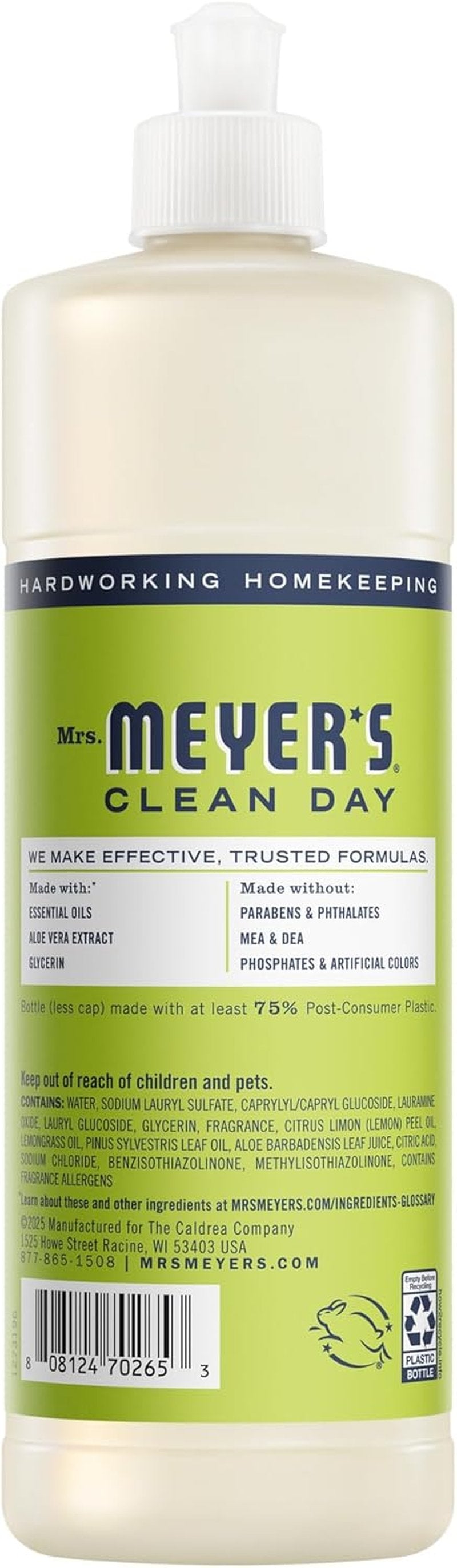 Mrs. Meyer's Clean Day Liquid Dish Soap - Lemon Verbena Scent | 16 Fl. Oz. Bottle