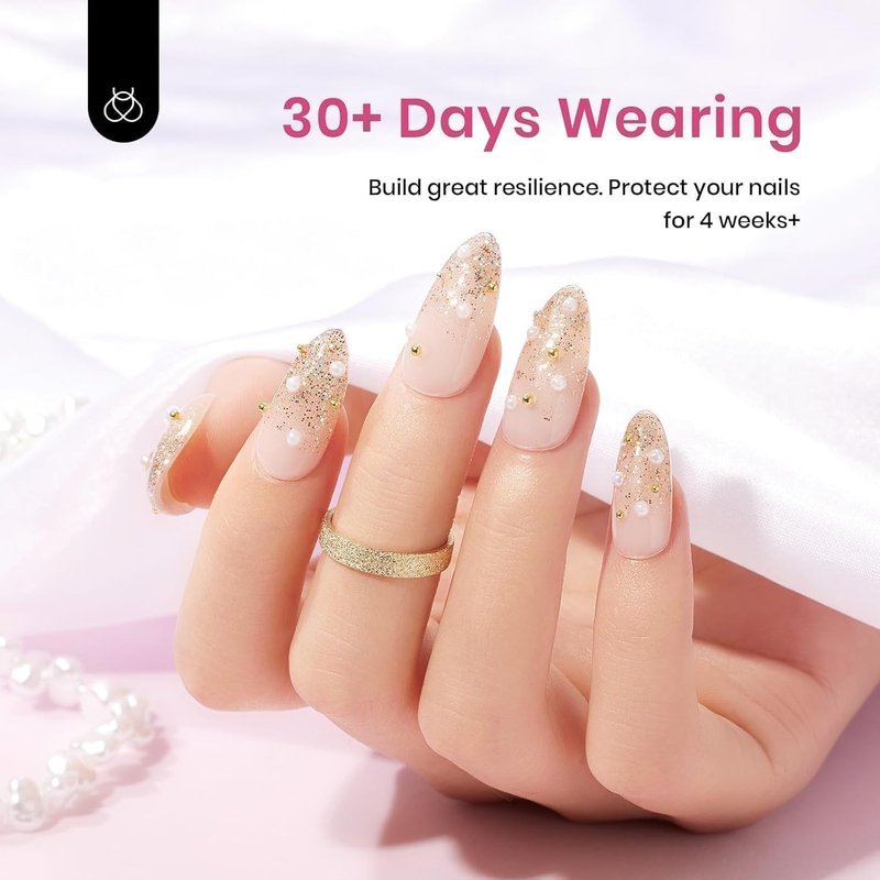 Beetles Builder Gel Set-Sheer Luck 6 Colors 8 in 1 Building Instant Apex Strengthening Thickening Extension DIY Salon at Home for Beginner,Nude Pink Builder Nails Gel,UV & LED Lamp Needed