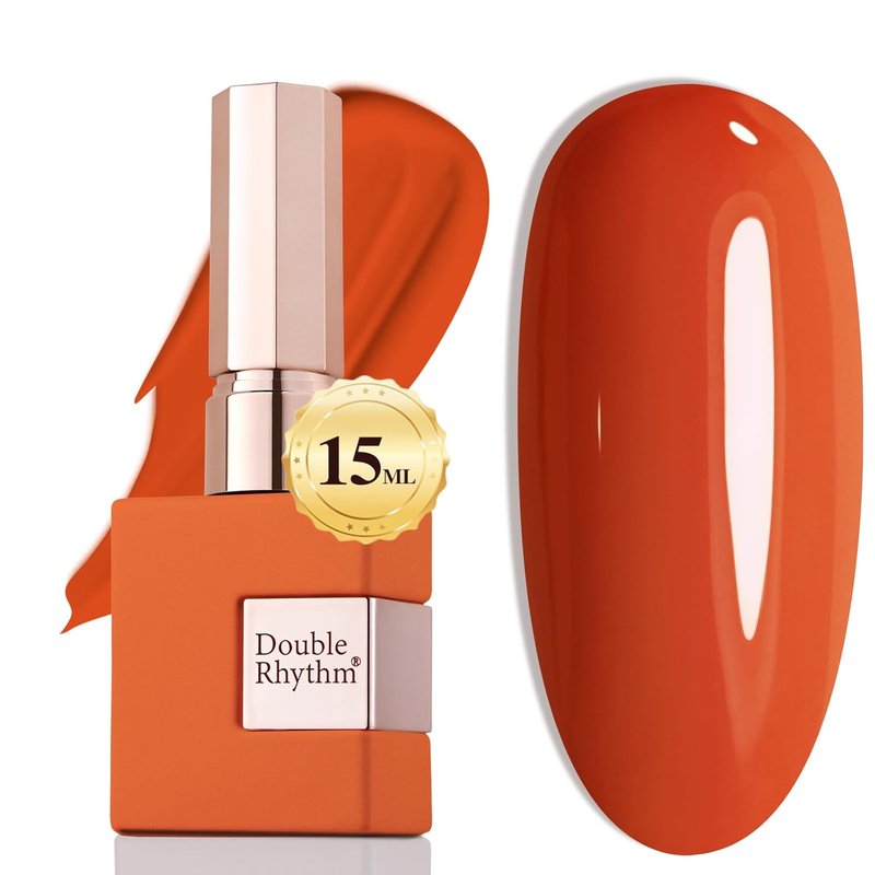 Double Rhythm Gel Polish - Pumpkin Orange 0.5Oz | Soak Off Manicure for Salon & DIY Nail Art