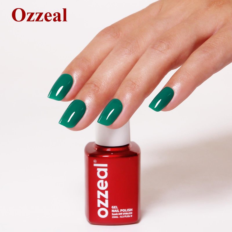 Ozzeal Gel Polish, 0.5 Fl Oz Christmas Green Gel Nail Polish Autumn Winter Soak Off LED UV Gel Nail Polish Art Starter Manicure Salon DIY Nail Gel Polish