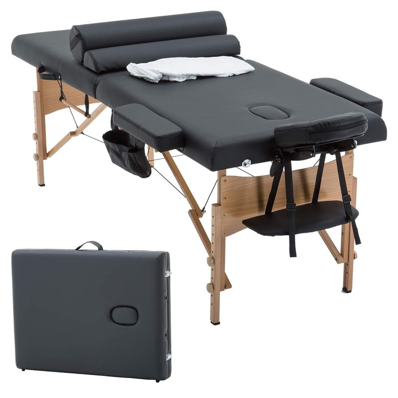 BestMassage Table Massage Bed Spa Bed 73 Inch Heigh Adjustable 2 Folding Portable Massage Table W/ Carry Case Salon Bed