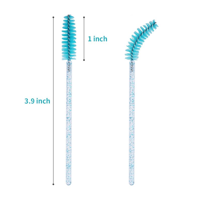 **Disposable Eyelash Brushes - 100PCS Mascara Wands Applicators Kit with Container | Blue**
