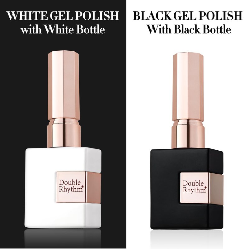 Double Rhythm UV Gel Polish Set - 15ml Pure White & Black Nail Art Kit for DIY Salon Use