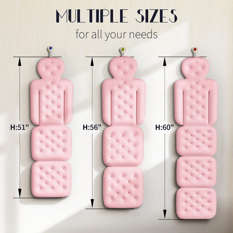 Full Body Bath Pillow for Bathtub, Thick Bathtub Cushion, Luxury Tub Pillow for Bath for Headrest Neck and Back Support Pink 51" x 16"