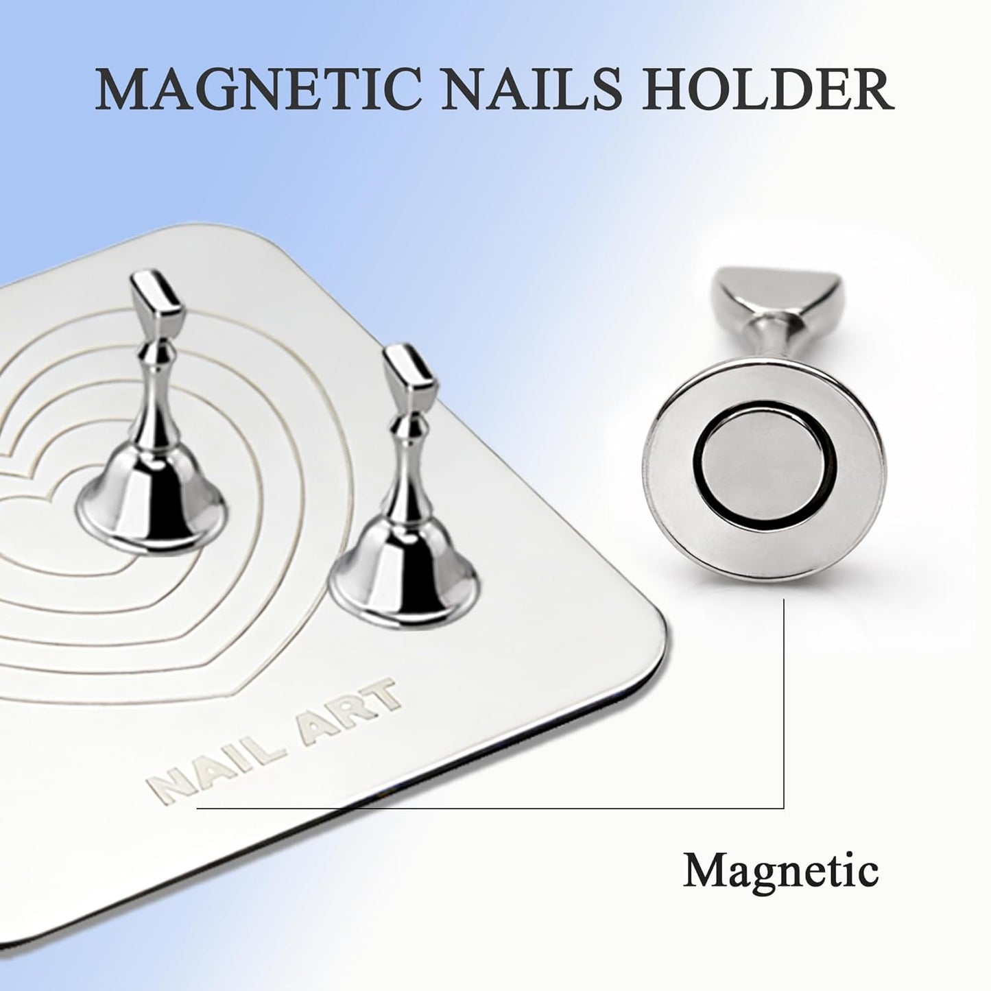Skiennix Nail Stand - Magnetic Acrylic Press-On Display Holder with Metal Base & Double-Sided Tape