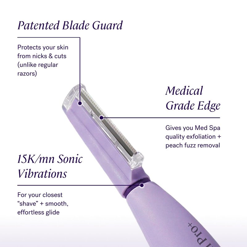 Michael Todd Beauty Sonicsmooth Pro+ Dermaplane Razor for Women Face + Eyebrow Trimmer Dermaplaning System w/LED Light Peach Fuzz Remover -16 Dermaplaning Blades & 2 Microsmooth Exfoliation Tips