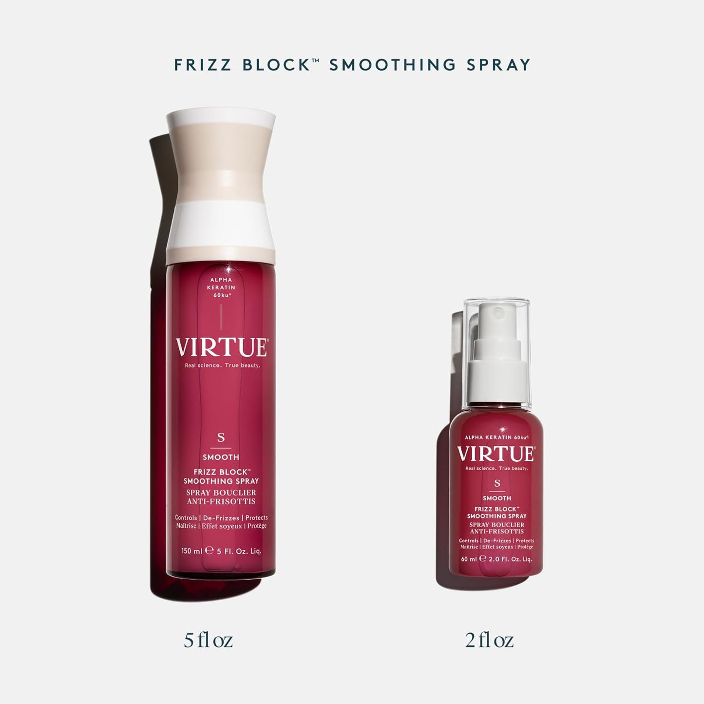 VIRTUE Frizz Block Smoothing Spray - Frizz Control Hair Treatment | Heat & Humidity Protection, 5 Fl Oz