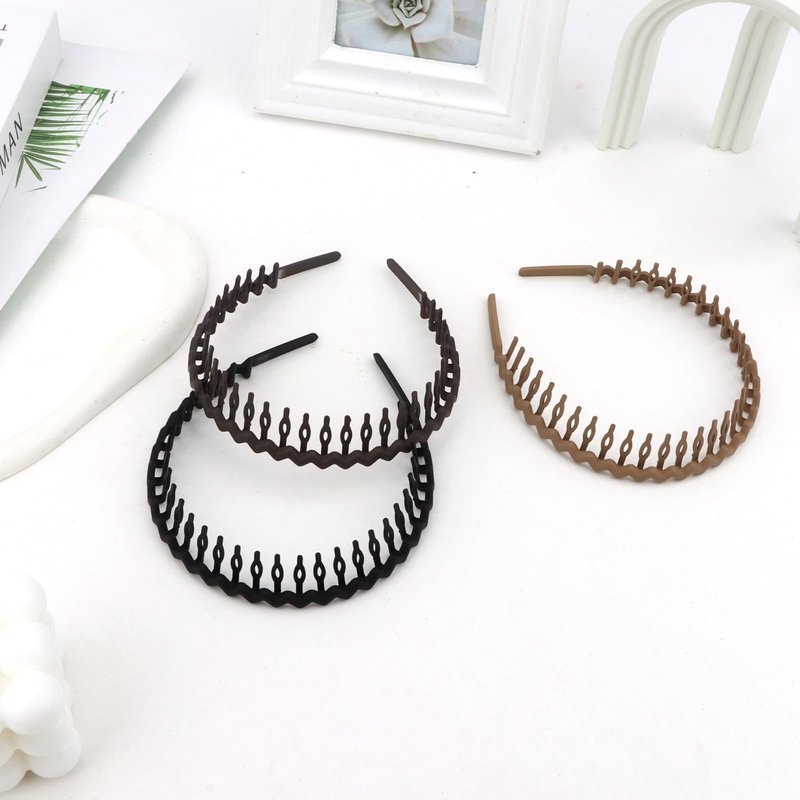 GAFATORY 3 PCS Zig Zag Headbands Wavy Headband with Teeth Plastic Comb Hairband Non Slip Thin Elastic Head Bands Fashion Hair Accessories for Women Men