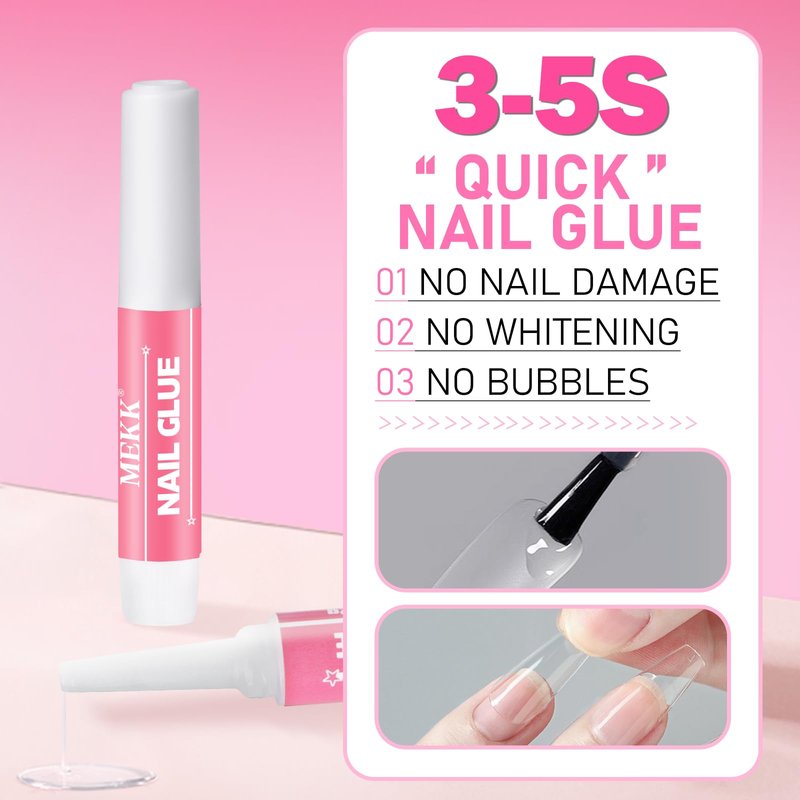 MEKK Nail Glue,Super Strong & Long-Lasting Nail Glue for Acrylic Nails,Press Ons&Broken Nails,Professional Adhesive for Nail Art Supplies,0.07OZ/PCS (12PCS)