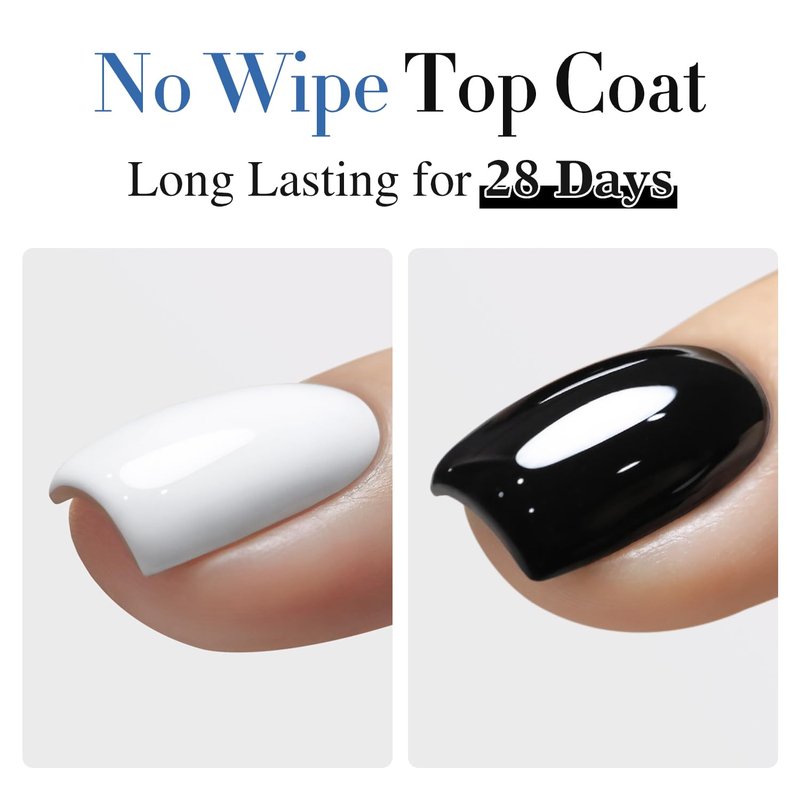 Double Rhythm 15ML No Wipe Gel Top Coat Base Coat Iridescent Glitter Shimmer 2 in 1 Nail Polish Manicure DIY Home Salon (Top Coat Clear)