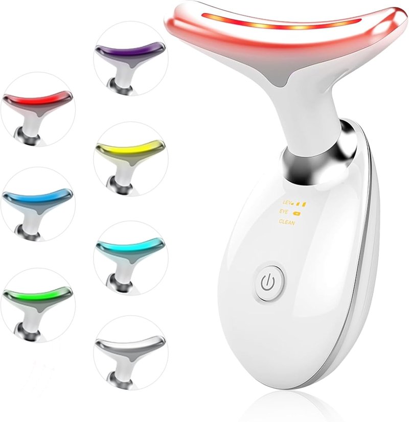 Skiennix Facial Beauty Device - Triple Action LED Face Massager with 7 Color Options | Glossy White