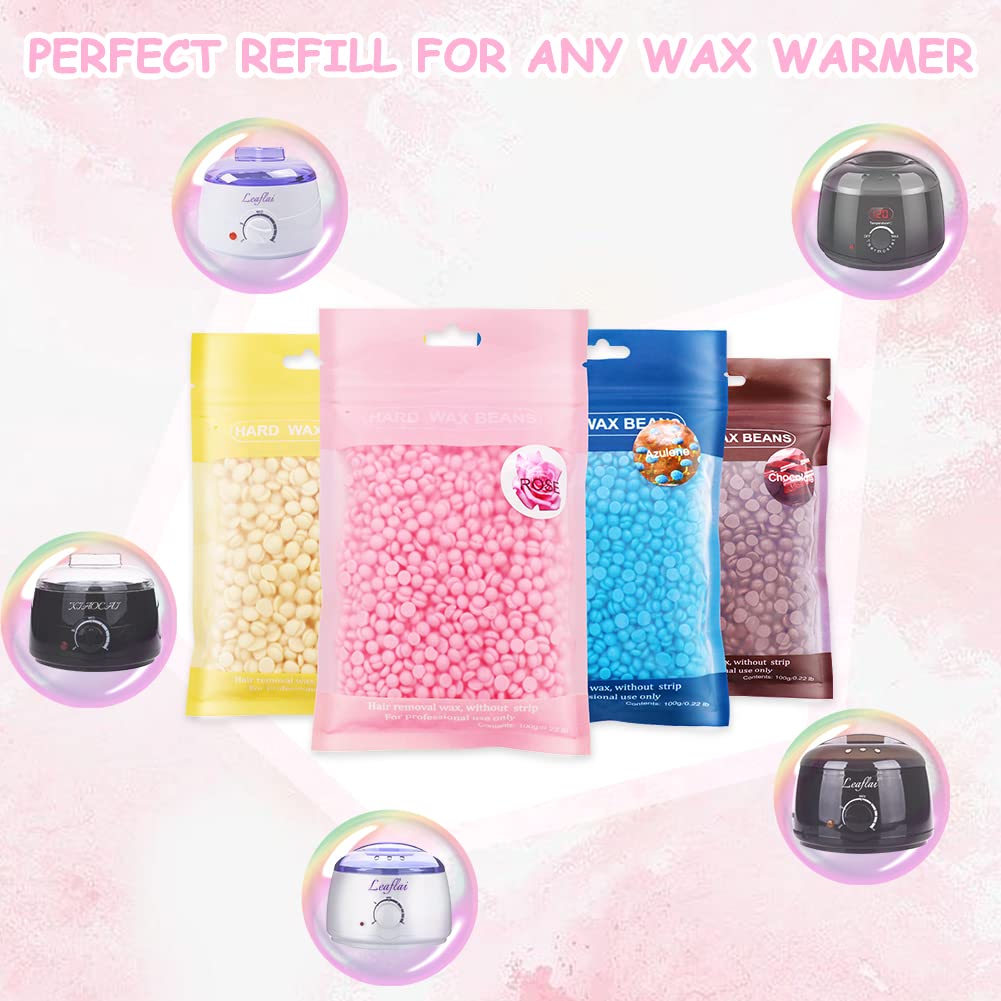 Hard Wax Beads, Professional Wax Beads for Hair Removal 400g Hair Wax with 10 Pcs Wood Sticks for Full Body Brazilian Bikini Face Legs Eyebrow Painless at Home for Women and Men