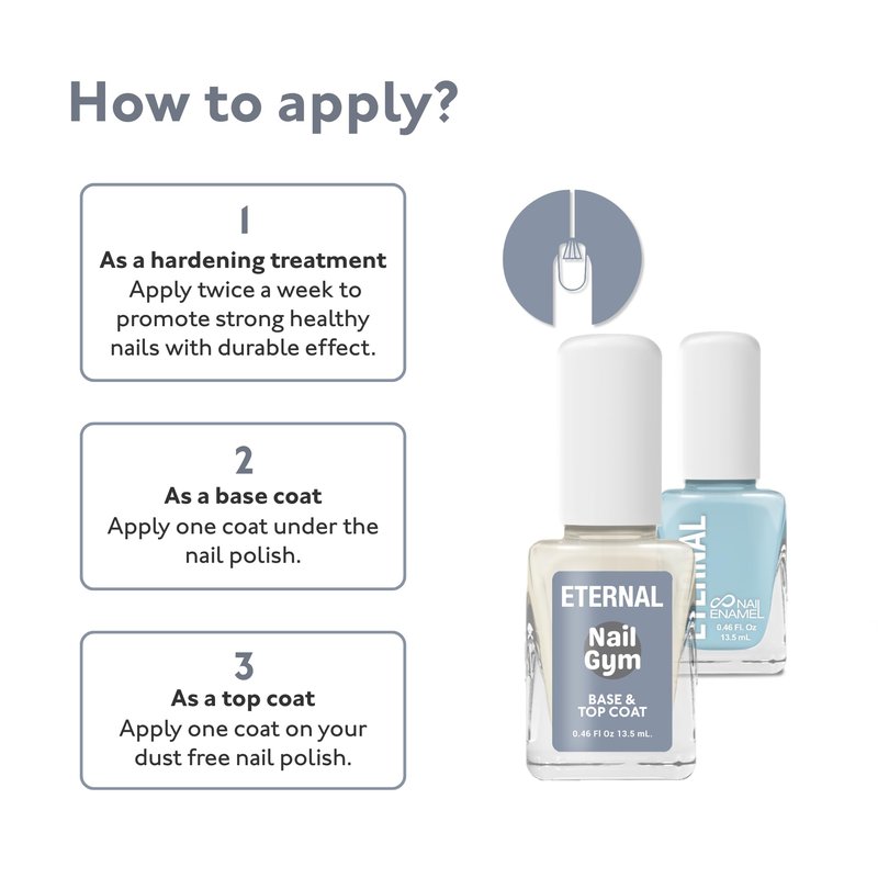 Eternal Nail Hardener | Strengthening Nail Treatment and Base Coat for Weak Soft Brittle Nails, Clear Nail Strengthener for Natural Nail Care
