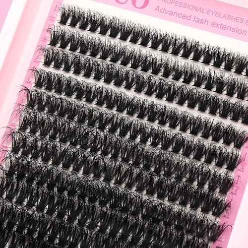 Lash Clusters Kit with 2X Bond&Seal 3 Styles 760Pcs Clusters Lashes Extension Volume Soft Eyelash Extension Kit 80D+100D D Curl Wispy Natural DIY Individual Lash Clusters Kit Box for Beginners